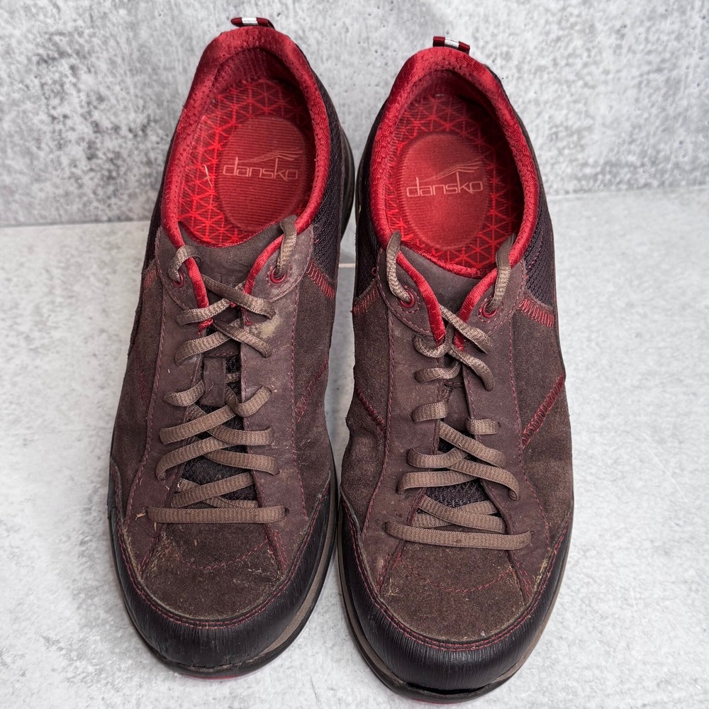 Dansko Brown Burgundy Suede Sabrina Lace Up Walking Shoes Sneakers Womens 39 - Picture 2 of 12